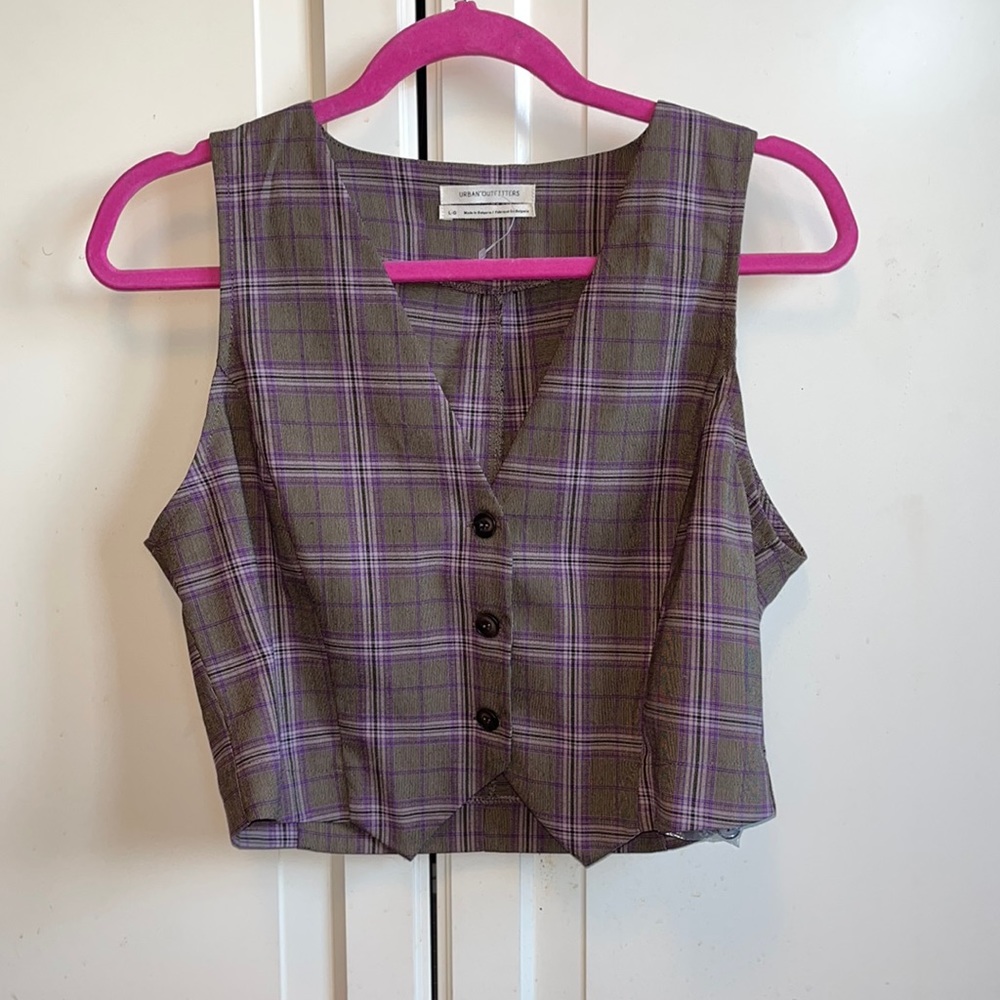 Urban outfitters plaid vest and skirt set